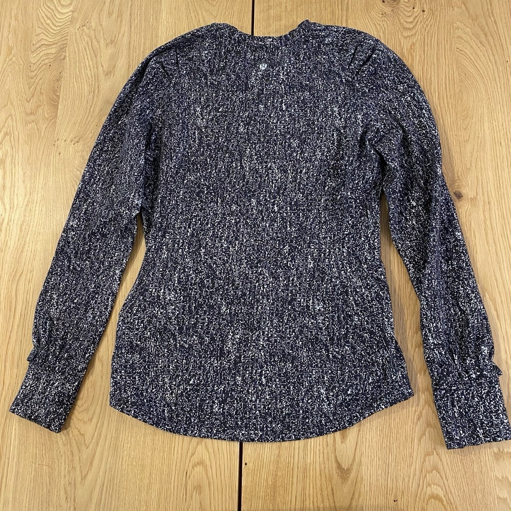 Lululemon Extra Mile Long Sleeve Running Luon Suited Jacquard Black White Size 8 - Picture 3 of 14